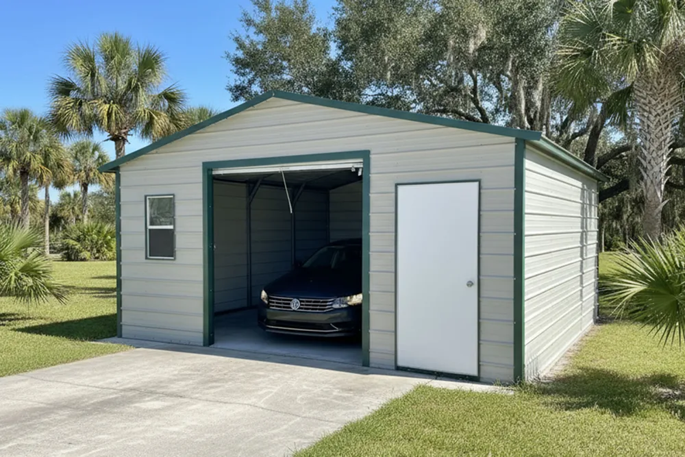 Keen's Portable Buildings Inc ChatGPT ad — Custom 1-Car & 2 Car Metal Garages