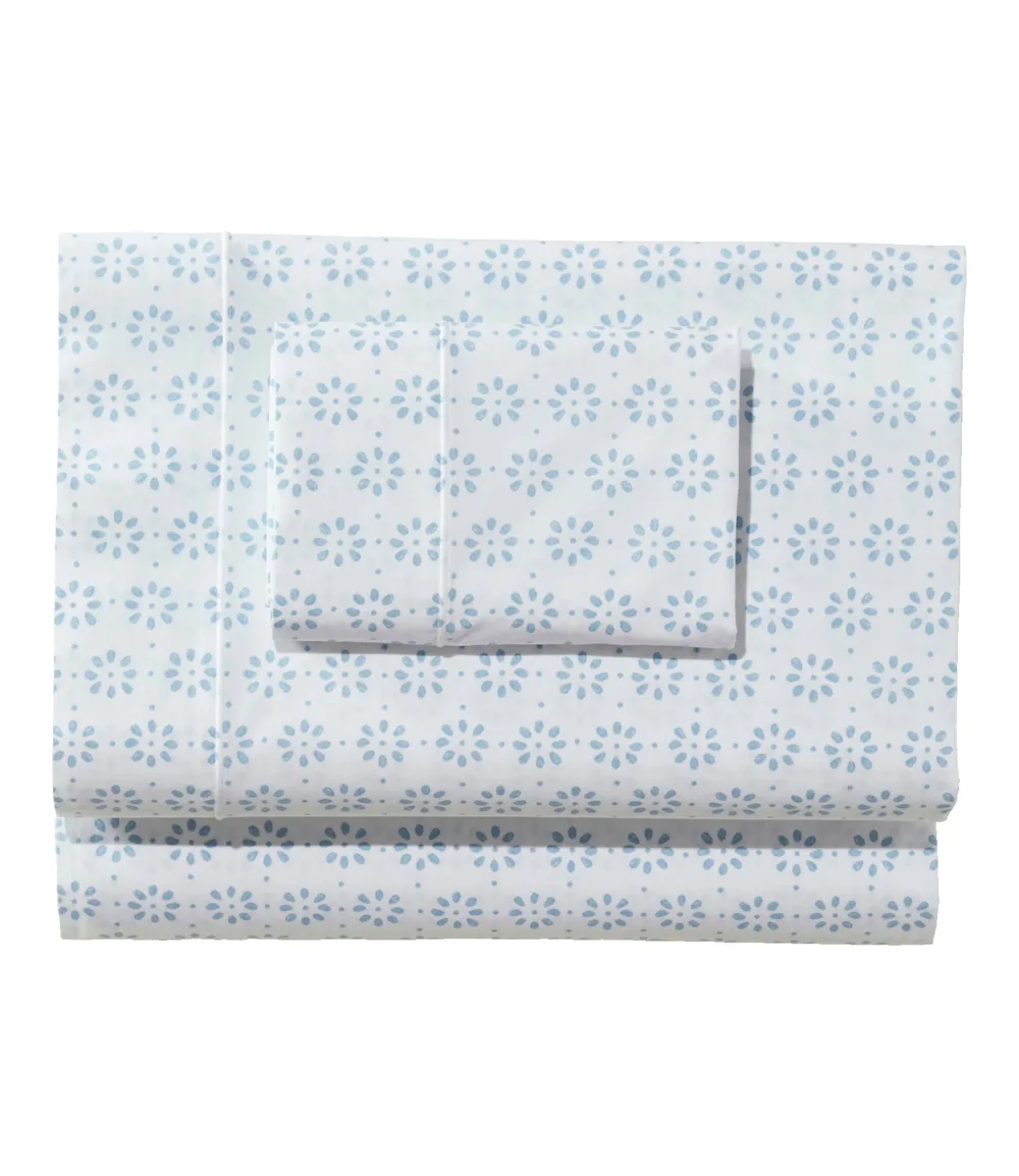 L.L.Bean ChatGPT ad — Sunwashed Percale Sheet Collection, Print Blue Mist, Cotton | L.L.Bean, Queen