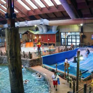 Booking.com ChatGPT ad — Six Flags Great Escape Lodge & Indoor Waterpark