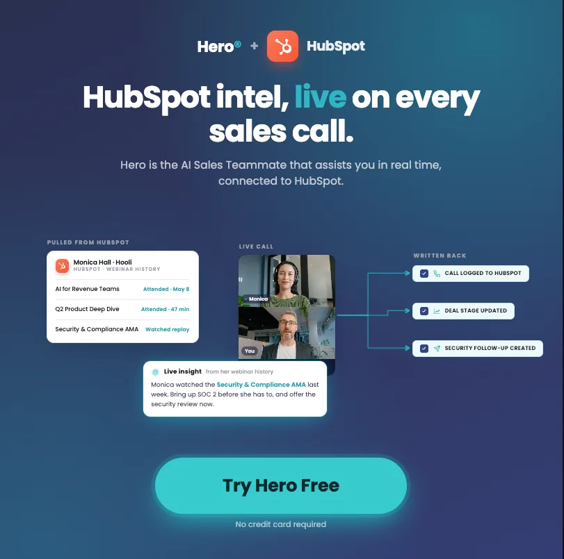 Vivun, Inc ChatGPT ad — HubSpot users: meet Hero