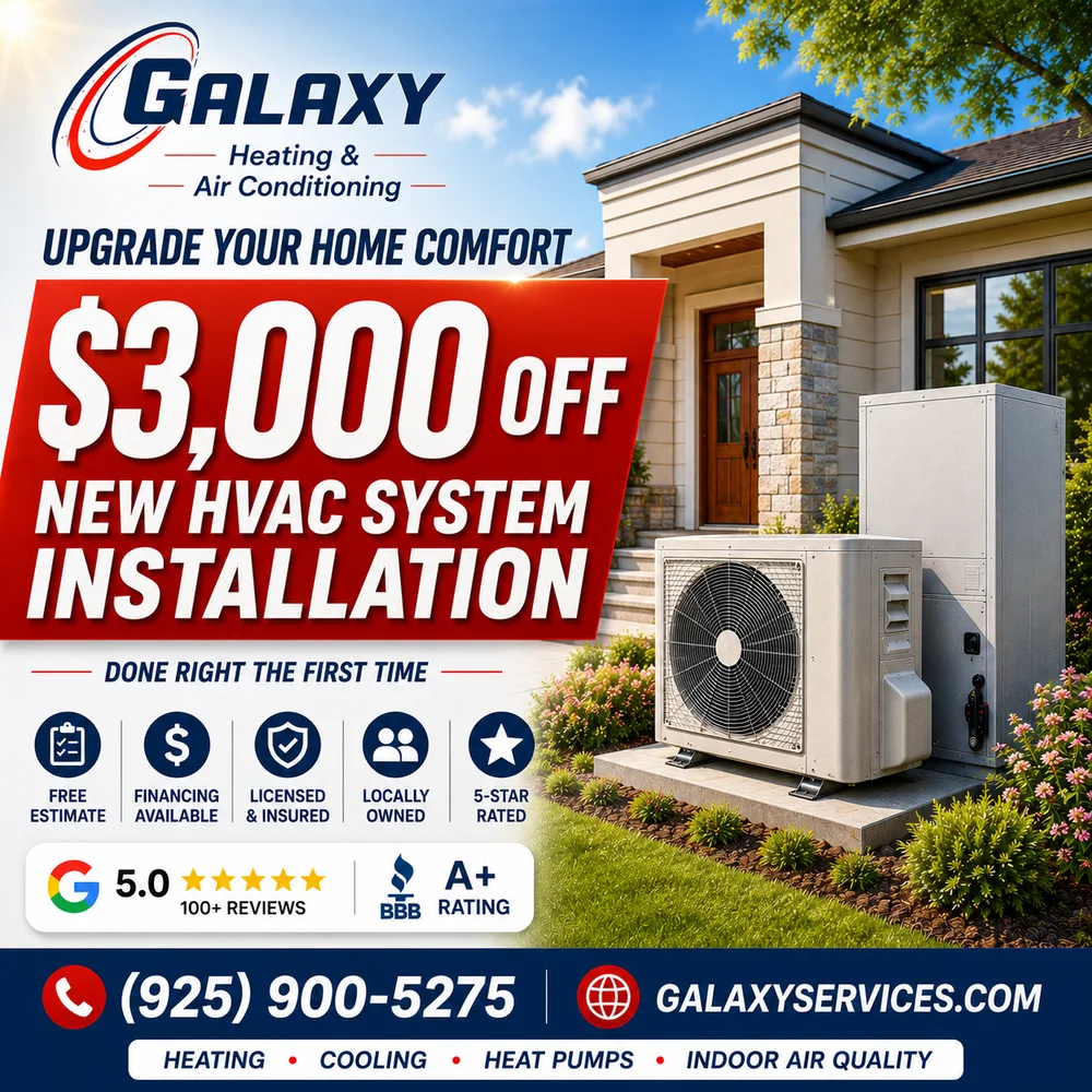 Galaxy Heating & Air Conditioning ChatGPT ad — Save $3,000 on a New HVAC System