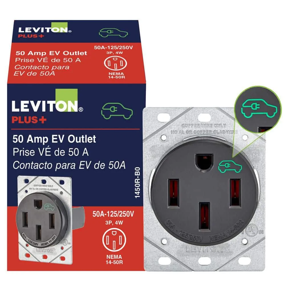 homedepot.com ChatGPT ad — Leviton 50 Amp 125/250 Volt EV Power Outlet/Receptacle, NEMA 14-50R, Black 1450R (1-Pack)