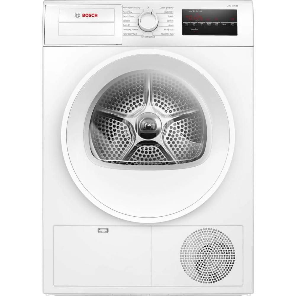 Home Depot ChatGPT ad — Bosch 300 Series 24 in. 4 cu. ft. 240-Volt Stackable ventless Compact Condensation Electric Dryer in White, ENERGY STAR