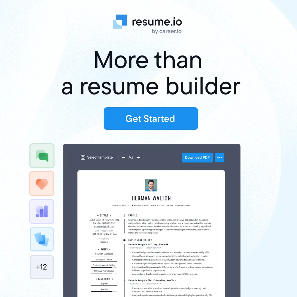 Resume.io ChatGPT ad — Create a Pro PDF Resume