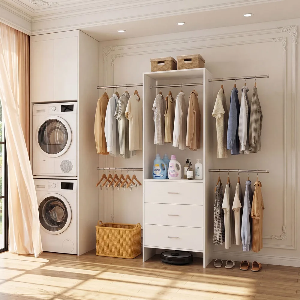 Wayfair ChatGPT ad — 80" Tall Modular Armoire Organizer with 3 Drawers Ebern Designs