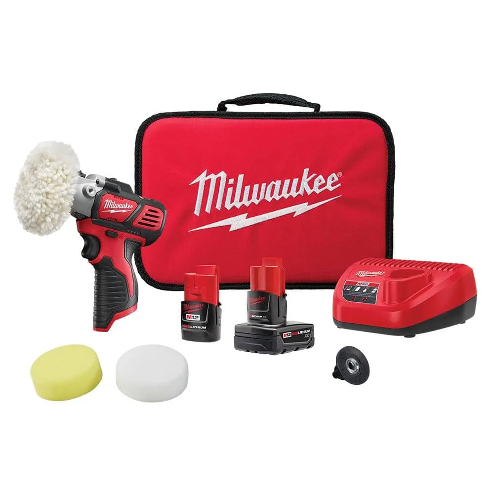 homedepot.com ChatGPT ad — Milwaukee M12 12V Lithium-Ion Cordless Variable Speed Polisher/Sander Kit W/(2) M12 Batteries, Accessories, Charger & Tool Bag