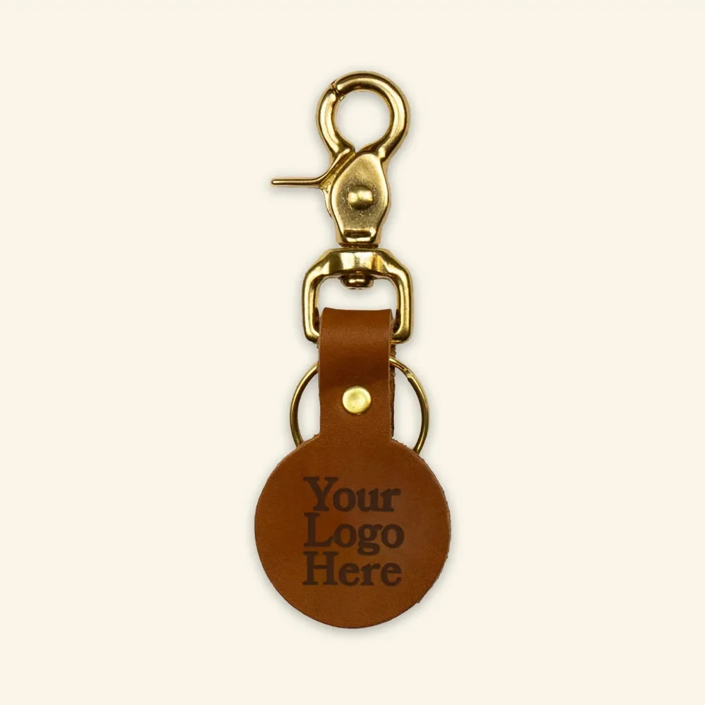 Oowee Products ChatGPT ad — Custom Round Leather Keychain Small Clasp